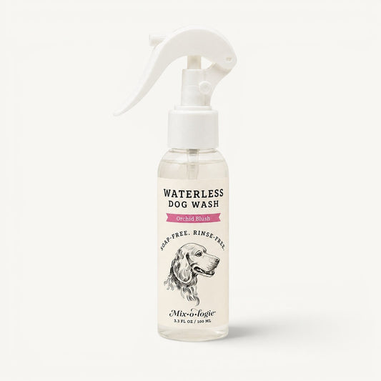 The Scented Canine Mix-o-logie Orchid Blush waterless dog wash spray bottle for quick grooming and fresh coats.